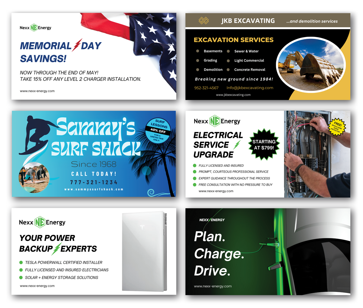 A montage of examples of our work in digital ad design.