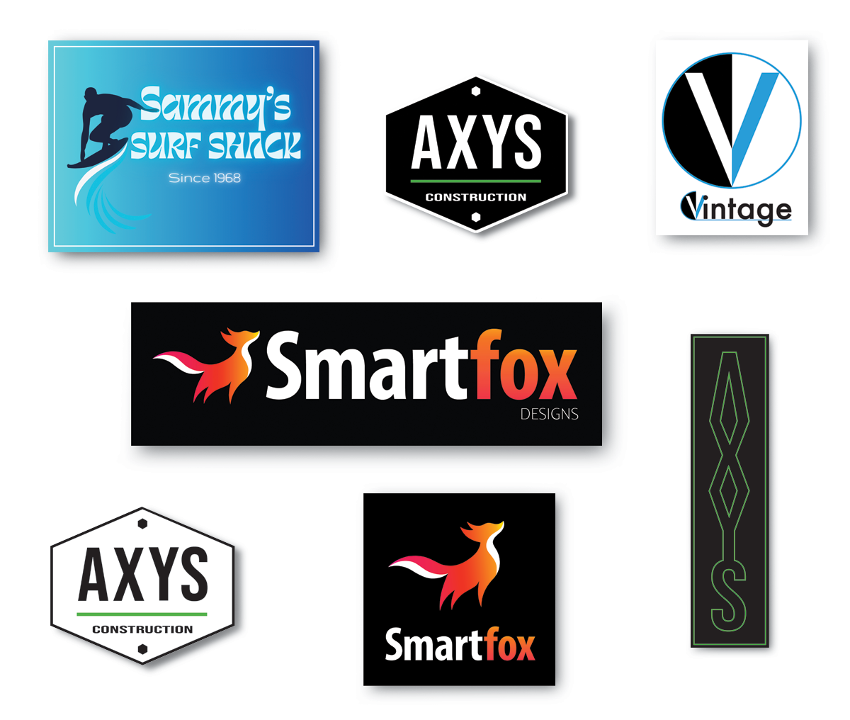 A montage of examples of our work in logo design.