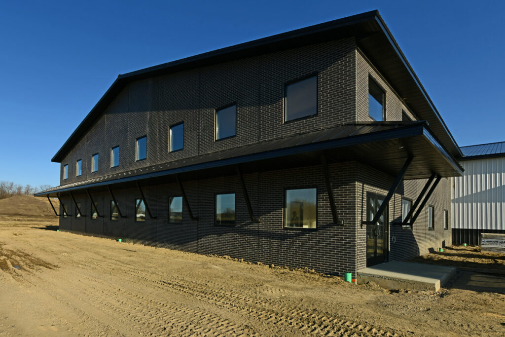Brick over precast walls at the SJB headquarters.