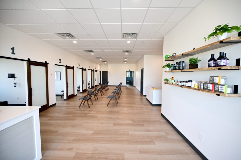 The waiting room in a Chiropractic office.