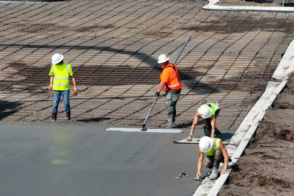 A concrete crew working.